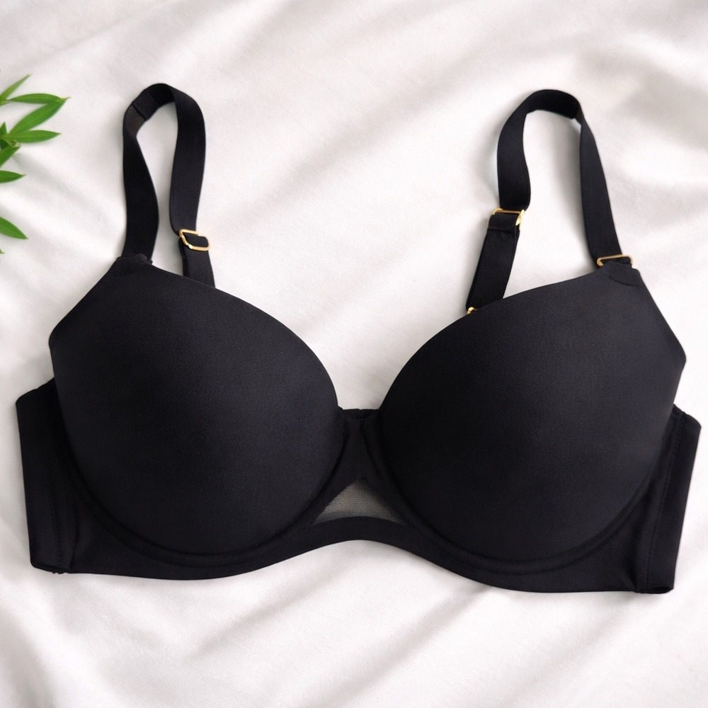 Soma Vanishing T Shirt Bra 36D Black Smooth Underwire Lightly Lined